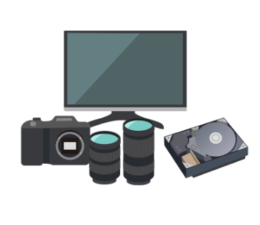 液晶パネル・カメラレンズ・ガラスハードディスクなどのイラスト