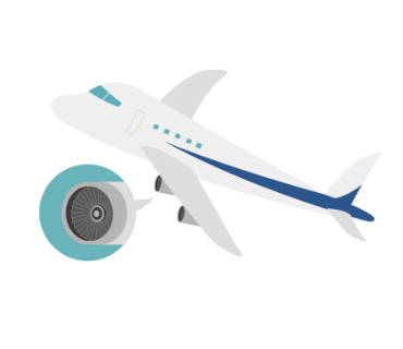 飛行機の内部のイラスト