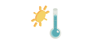 太陽と温度計のイラスト