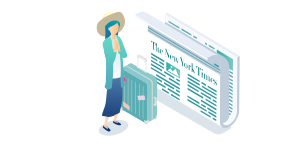 米紙ニューヨークタイムズと旅行のイメージイラスト